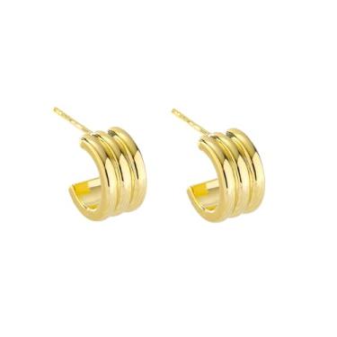 Imagem de Eseres Brincos de ouro para mulheres, brincos de argola pequenos, brincos de argola de ouro para mulheres, Zinco, Sem pedra preciosa