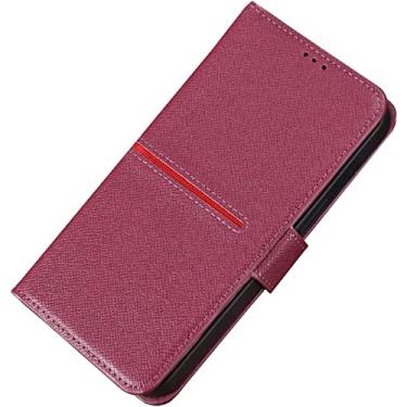 Imagem de FULNES Capa de telefone clamshell, carteira de couro fólio função stend [suporte de cartão] para Apple iPhone 14 Plus Case 6,7 polegadas 2022 (Cor: rosa vermelha)