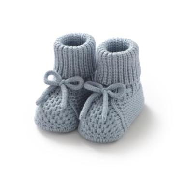 Imagem de Wugugu Botas de tricô para bebês recém-nascidos, botas de crochê à mão, para meninos e meninas, First Walkers, meias macias para berço, Azul, 0-3 Months Infant