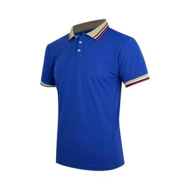Imagem de Camisa Polo Masculina De Verão Em Algodão Respirável Listrada Casual P