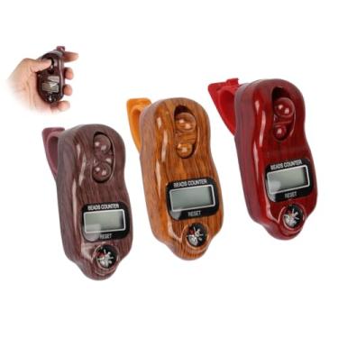 Imagem de Abiyou Contador de contas digitais, 3 contadores de contagem Tasbih digitais, contador de dedo redefinível, contador digital com bússola, contadores de contas de oração rotativos eletrônicos, para