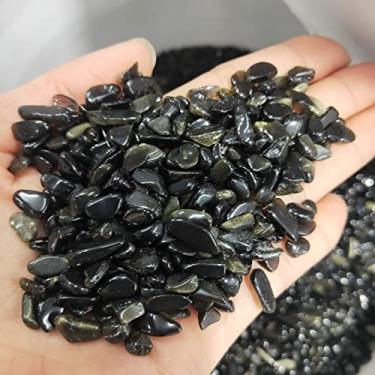 Imagem de FFIME Pedras preciosas para decoração de cascalho obsidiana dourada natural cristais naturais aquários e aquários decoração de casa cristal de aura moderno (tamanho: 500g)