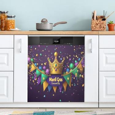 Imagem de ATTX Capa de ímã de lava-louças coroa de carnaval | Adesivo decorativo de eletrodomésticos de 58,4 cm x 66 cm para armários domésticos e eletrodomésticos (153)