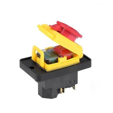 Imagem de Interruptor eletromagnético de 400V 7 pinos para ligar e desligar 15A com tampa botão de redefinição momentânea impermeável YCZ4-A