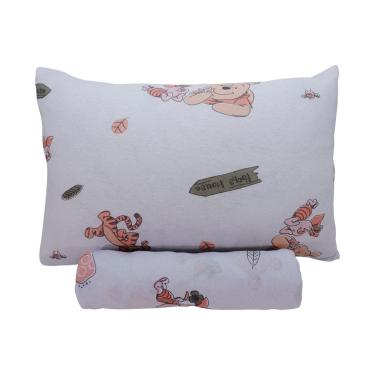 Imagem de Jogo de Lençol KazzaVip Baby Malha 100% Algodão Berço Americano Estampado Ursinho Pooh Com Elástico 2 Peças Branco