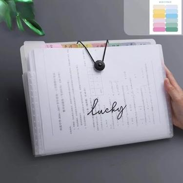 Imagem de Pasta A4 com 12 divisórias expansíveis para documentos, grande capacidade, fechamento elástico seguro, organização portátil para escritório, estudo e uso diário (BRANCO,2 PEÇAS)