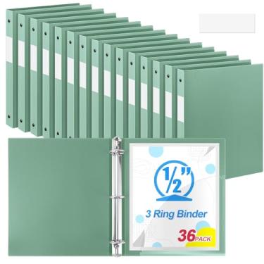 Imagem de Henoyso 36 fichários de 3 anéis redondos de 1/5.1 cm, tamanho carta, 20 cm x 28 cm, fichário flexível de plástico, comporta 100 folhas com 1 bolso, organizador versátil para escritório, escola (verde