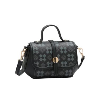 Imagem de Bolsa Chenson Feminina Pequena Monograma Geométrico Transversal Tiracolo de Mão Bauzinho Original (Preto)