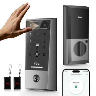Imagem de TCL Smart Lock D2 Pro, reconhecimento de veias da palma AI fechadura de porta inteligente, fechadura eletrônica de segurança de entrada sem chave para porta da frente, funciona com Alexa, trava