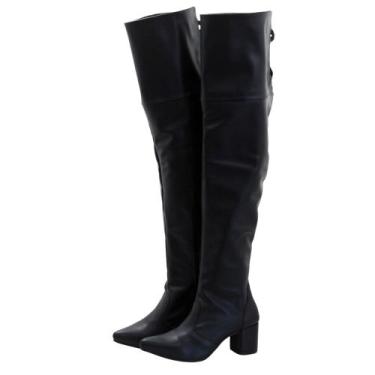 Imagem de Botas Femininas Cano Super Longo Over Salto Bloco Napa Lirom, Preto, 3
