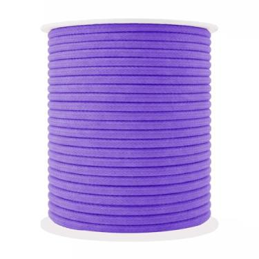 Imagem de Mandala Crafts Cordão de substituição macio lilás para bolsas de moletom - Cordão de tubulação para estofamento de costura - 50 metros 2 mm fio de algodão macramê corda espartilho cordas