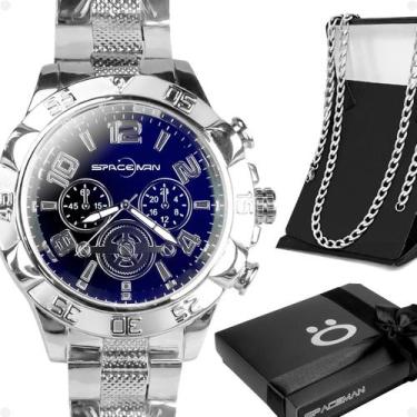 Imagem de Relógio Masculino prata aço inox pesado social original casual present