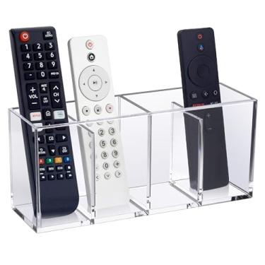Imagem de Amazing Abby Suporte de controle remoto (1 unidade), organizador de 4 compartimentos de plástico transparente para controle remoto de TV, caixa de armazenamento à prova de quebra para reprodutores de