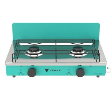 Imagem de Fogao de Mesa 2 Bocas Venax Flamalar Vetro Verde Gas Glp