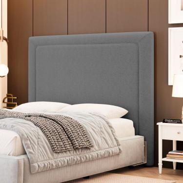 Imagem de Cabeceira Cama Box King Size Alba 195cm Com Frame Bouclé Cinza Escuro - Desk Design