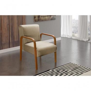 Imagem de Poltrona Decorativa Anita Cadeira Moderna Sala Recepção - Linho Marrom 150