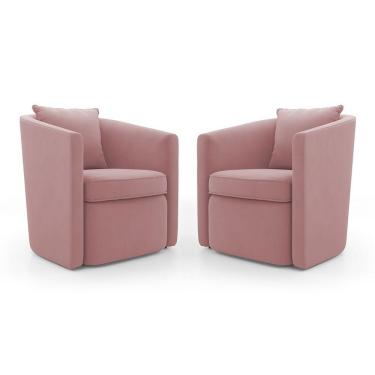 Imagem de Kit 02 Poltronas Decorativas Sala De Estar Aimê Veludo Rosê - Desk Design