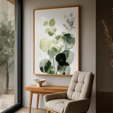 Imagem de Quadro Decorativo com Moldura Folhas Verde para Sala, Quarto e Escritó