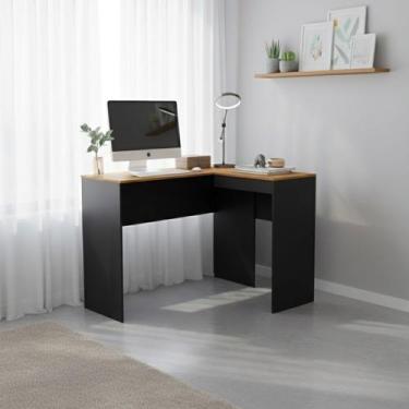 Imagem de Escrivaninha em L Bélgica Multiuso de Canto com Porta Cor:Preto/Nature
