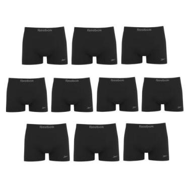 Imagem de Kit 10 Cuecas Boxer Reebok Sem Costura Masculina - Preto G, Preto, G