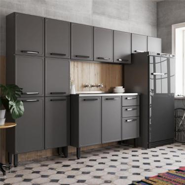 Imagem de Cozinha Completa Em Aço Com Pia 4 Módulos Estilo Bertolini