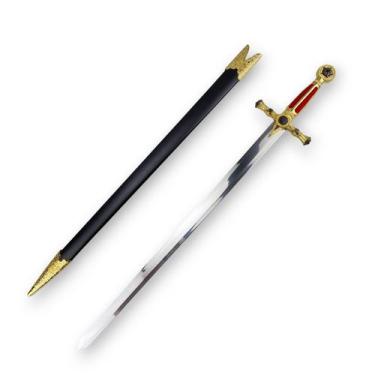 Imagem de Espada Cerimonial Maçônica Vermelho E Dourado Preto/dourado/vermelho -