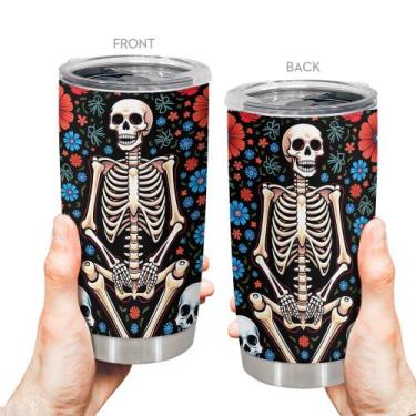 Imagem de Copo de viagem Oasisdream Oasisdream 600 ml com estampa esquelética