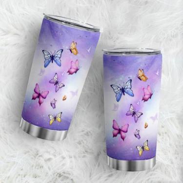 Imagem de Caneca de viagem Oasisdream Tumbler 600 ml com estampa de borboleta