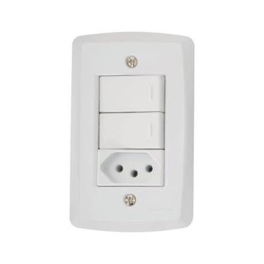 Imagem de Conjunto 2 Interruptores Simples + Tomada 10a - Linha Lux2 - Tramontin