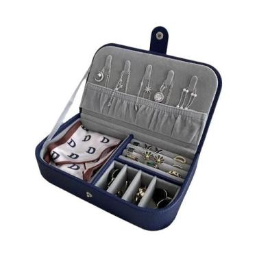 Imagem de Estojo Organizador Portátil De Couro Para Joias, Expositor De Viagem C