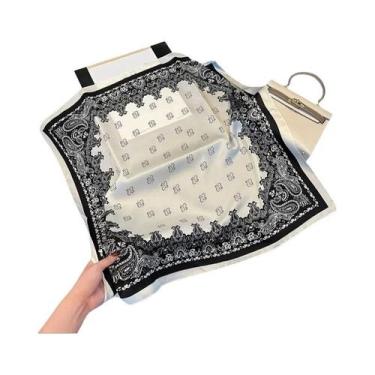 Imagem de Lenço Quadrado De Seda Luxuosa Para Mulheres, Estampado, Para Enrolar 
