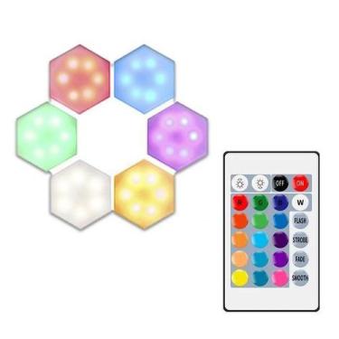 Imagem de Luminária De Parede Quântica Hexagonal Led Rgb 6 Unidades - Top Total,