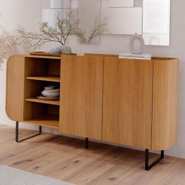 Imagem de Buffet Aparador 160cm 2 Portas Orgânico Pé Metal Sindy Nature Z56 - Mpozenato