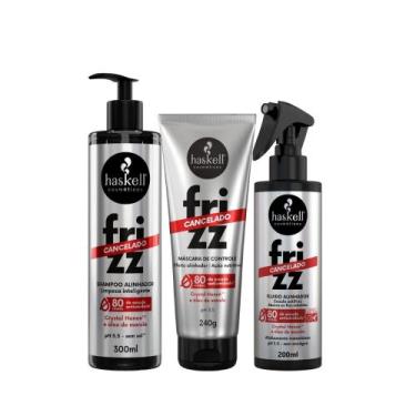 Imagem de Kit Haskell Frizz Cancelado Shampoo 300ml + Máscara 240g + Fluido  Ant