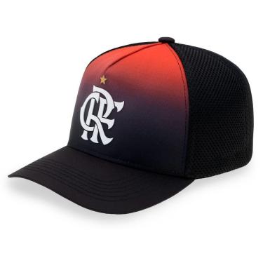 Imagem de Boné Flamengo Símbolo SuperCap Trucker Preto e Vermelho - Oficial-Masculino