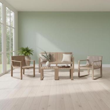 Imagem de Conjunto Para Jardim com um Sofá, Duas Poltronas e Duas Mesas de Centr