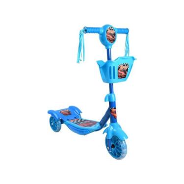 Imagem de Patinete Infantil 3 Rodas Corrida Lulie Sport com LED com Cestinha, Az