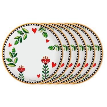 Imagem de Jogo de 6 Pratos Rasos em Porcelana Egan Italy Cocorico Amarelo 27cm: 