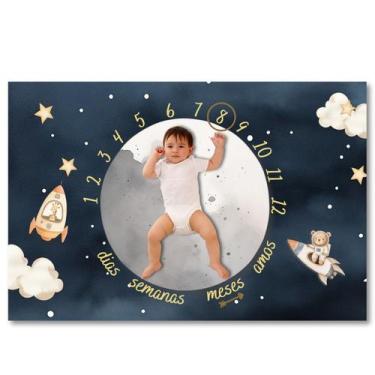 Imagem de Edredom Dupla Face Foto Bebê Mêsversário Espaço Astronauta - Minha Est