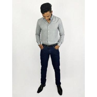 Imagem de  KIT Masculino 2 Peças - Camisa Social Manga Longa Slim Cinza e Calça 