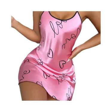 Imagem de Pijamas Mini Sem Mangas De Seda Para Mulheres, Camisola De Alças Finas