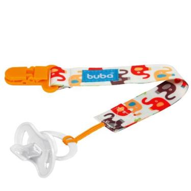 Imagem de Prendedor chupetas buba com cordão fun divertido - elefantinho laranja
