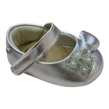 Imagem de Sapato de Bebê Nina Strass Laço Prata 379.742 - Pampili, 17