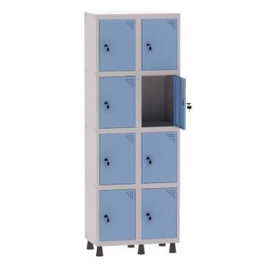 Imagem de Armário Guarda Volume Locker Roupeiro 2 Vãos 8 Portas Aço GRF502/8 Cin
