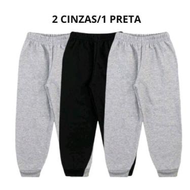 Imagem de Kit 3 Calças Moletom Peluciado Algodão Infantil Juvenil Inverno 4 ao 1