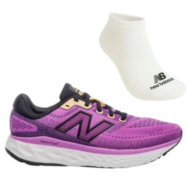 Imagem de Kit Tênis de Corrida Feminino New Balance Evozv4 e Meia, 37, Roxo, Fem