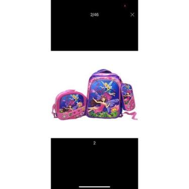Imagem de Kit Escolar Infantil Bolsa Lancheira Estojo Estampas 3D Menina e Menin