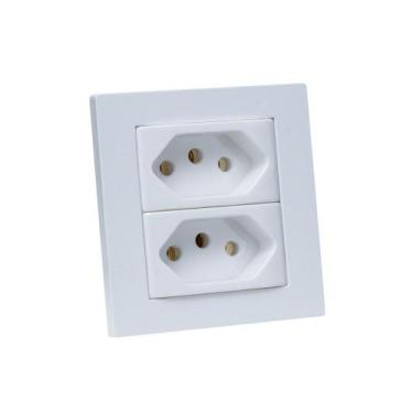 Imagem de Espelho de Tomada Duplo Reto com 2 Tomadas 10A Branco - CONNECT CAIXA 