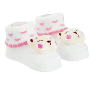 Imagem de Meia Feminina Bichinho Led PIMPOLHO Cor:Branco/UrsoTamanho:00-15, Bran
