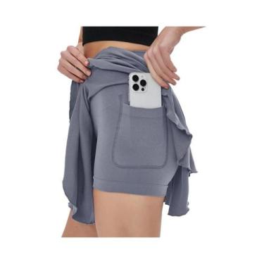 Imagem de Saia Esportiva Feminina De Cintura Alta Com Bolso De Segurança E Cós R